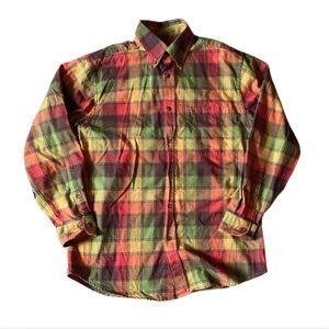ORVIS Men’s Plaid Autumn Colors Casual Button Up Shirt Size M
